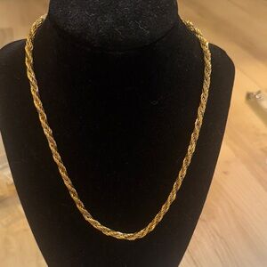 Elegant Gold-Tone and Silver Twisted Rope Necklace